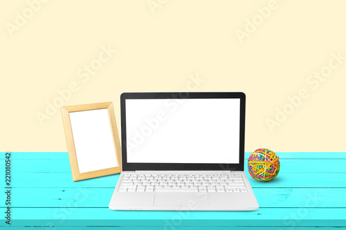 workspace with modern laptop