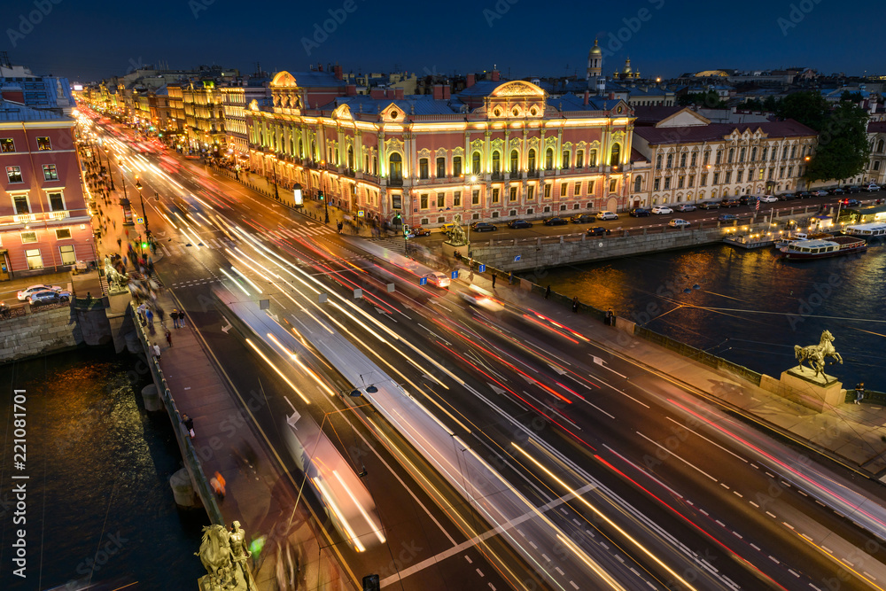 St. Petersburg from the roof, Anichkov Bridge over the Fontanka and Nevsky Prospect St. Petersburg from the roof, Anichkov Bridge over the Fontanka and Nevsky Prospect