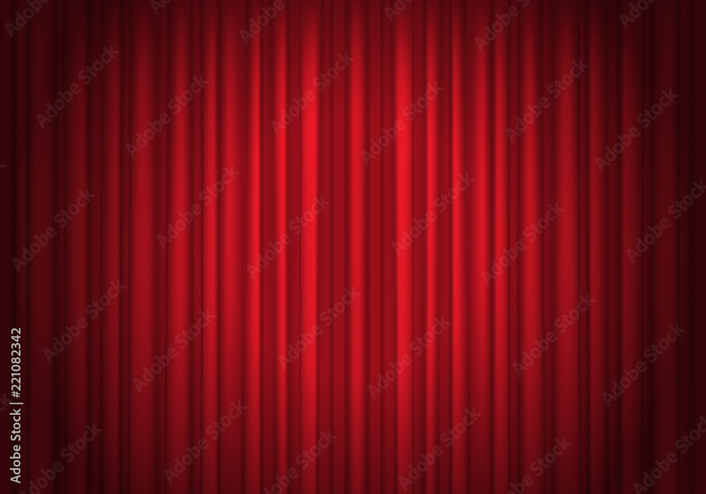 Red curtains background illuminated by a beam of spotlight Red curtains background illuminated by a beam of spotlight