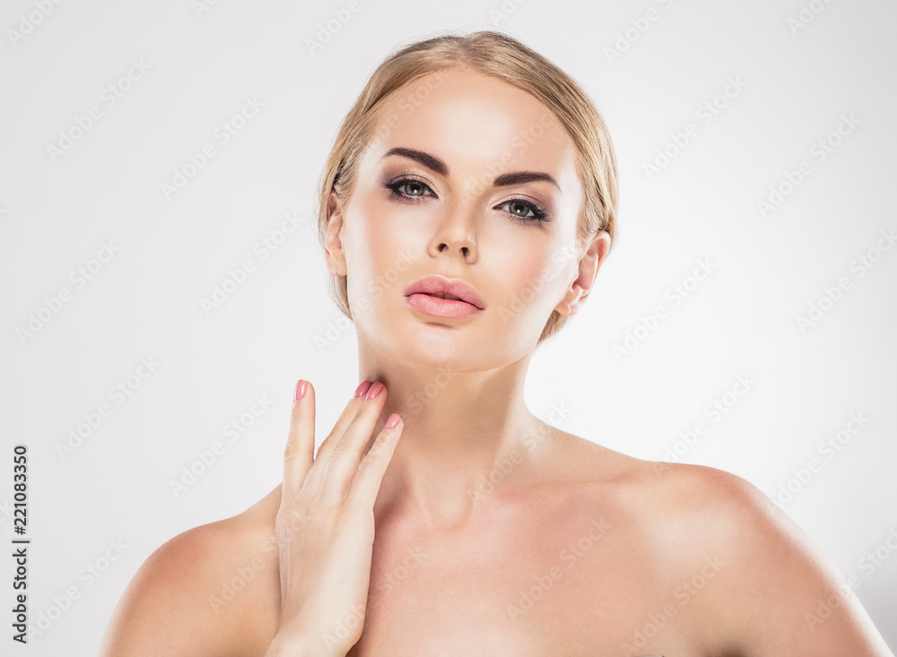 Healthy skin beauty blonde hair woman cosmetic concept Healthy skin beauty blonde hair woman cosmetic concept