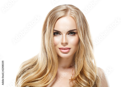 Healthy skin beauty blonde hair woman cosmetic concept