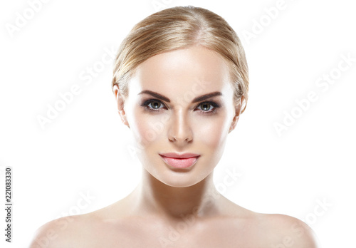 Healthy skin beauty blonde hair woman cosmetic concept