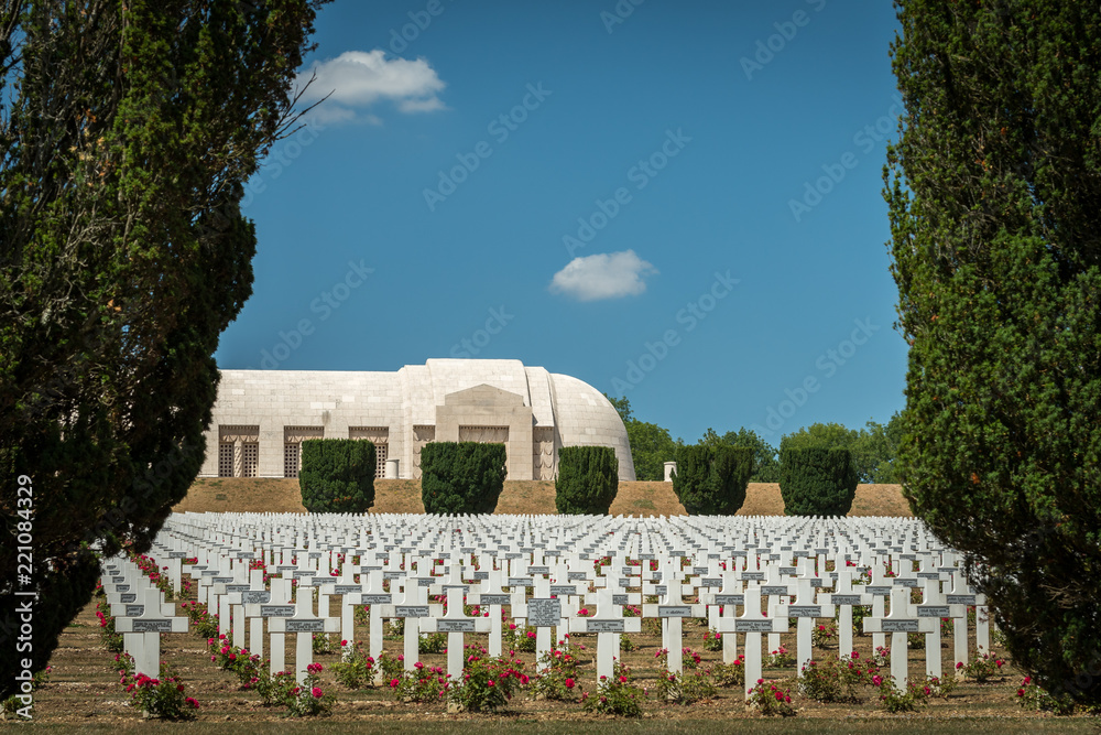 Cemetery outside of the Douaumont ossuary near Verdun France
