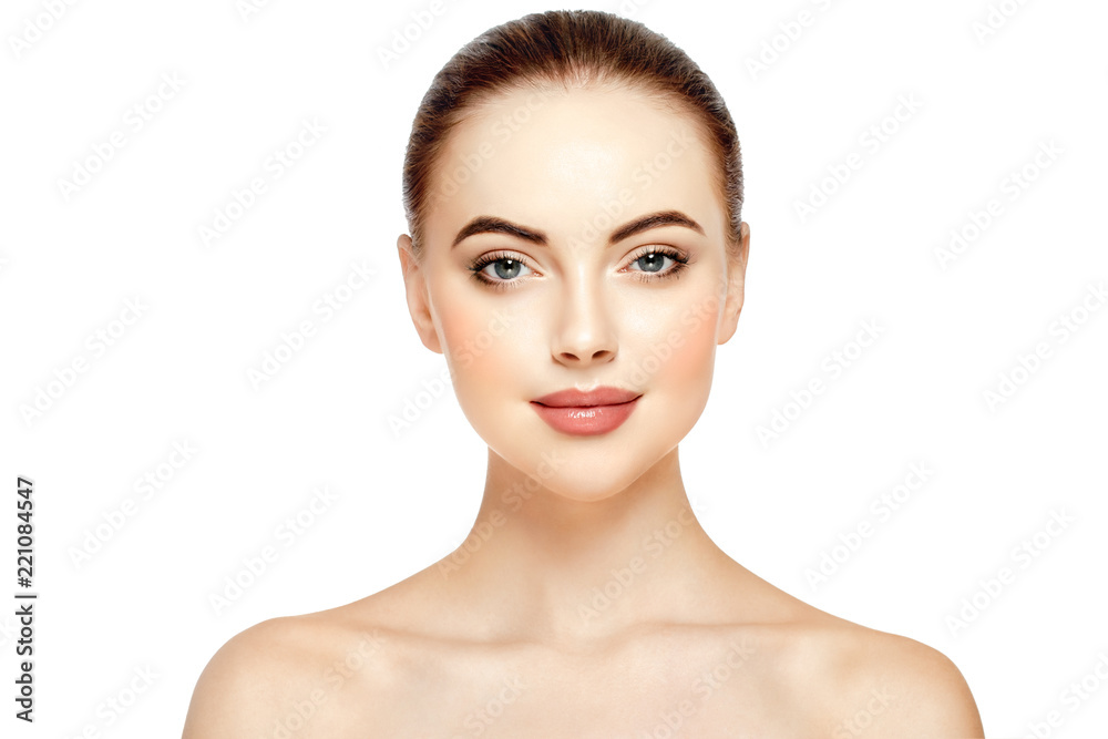 Skin care woman face with healthy beauty skin face closeup cosmetic age concept