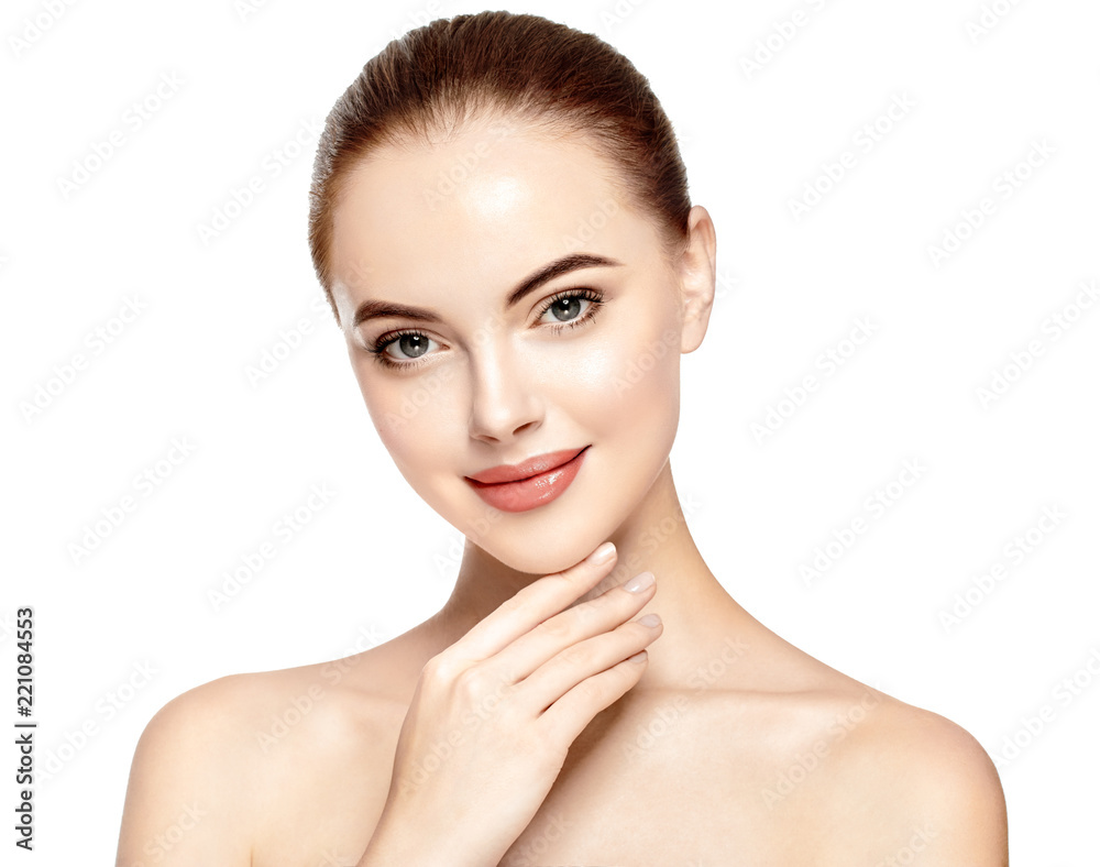Skin care woman face with healthy beauty skin face closeup cosmetic age concept Skin care woman face with healthy beauty skin face closeup cosmetic age concept