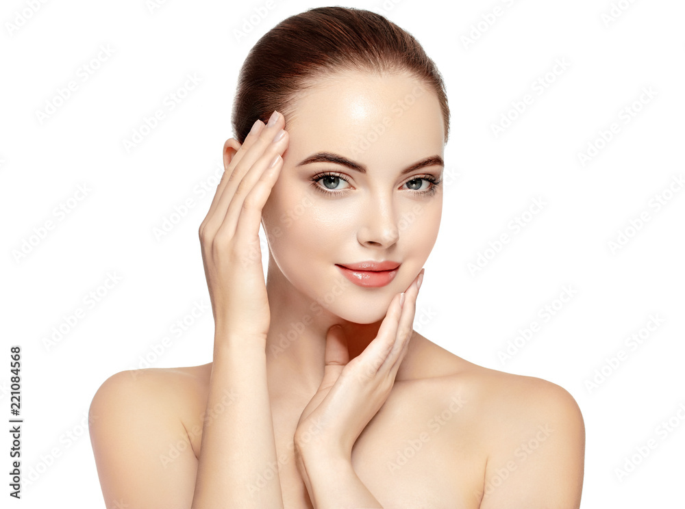 Skin care woman face with healthy beauty skin face closeup cosmetic age concept Skin care woman face with healthy beauty skin face closeup cosmetic age concept