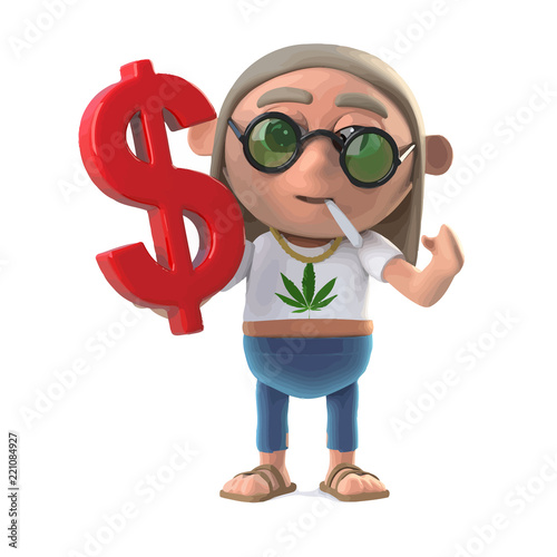 Vector 3d Hippy stoner has a US Dollar symbol