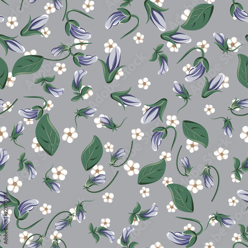 drawing of seamless pattern with viola flowers © ame kamura