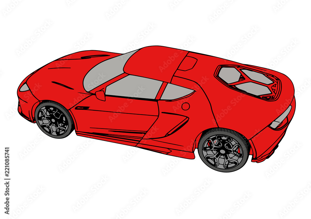 Naklejka premium red sport car vector