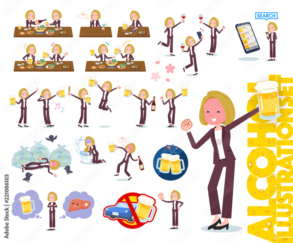 Fototapeta premium flat type blond hair business women_alcohol
