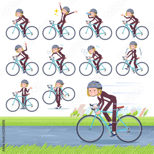 flat type blond hair business women_road bike