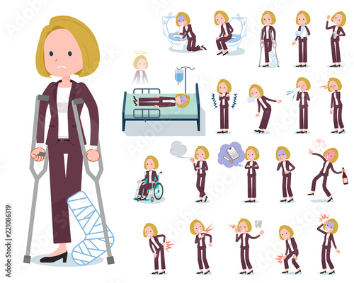 flat type blond hair business women_sickness