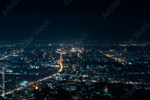 aerial view  night city view with night sky.  natural winter night view in Thailand