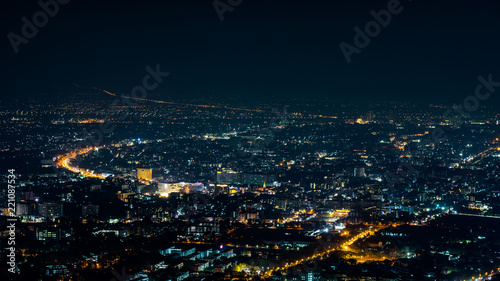 aerial view  night city view with night sky.  natural winter night view in Thailand