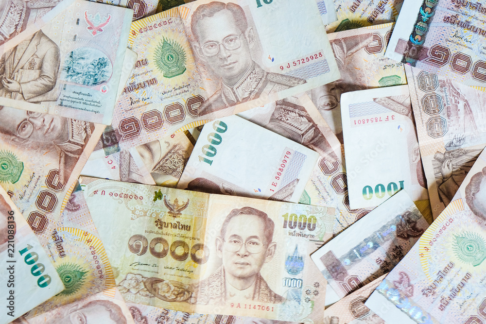 Thailand 1000 bath value money note background