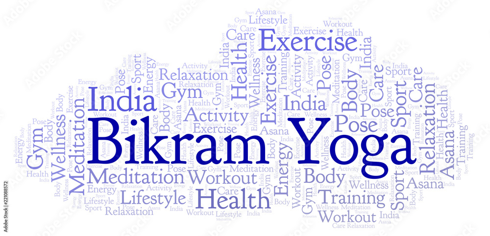 Obraz premium Bikram Yoga word cloud.