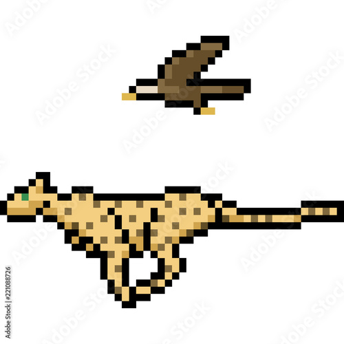vector pixel art animal speed compete