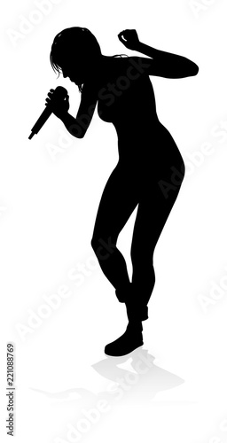 Singer Pop Country or Rock Star Silhouette Woman
