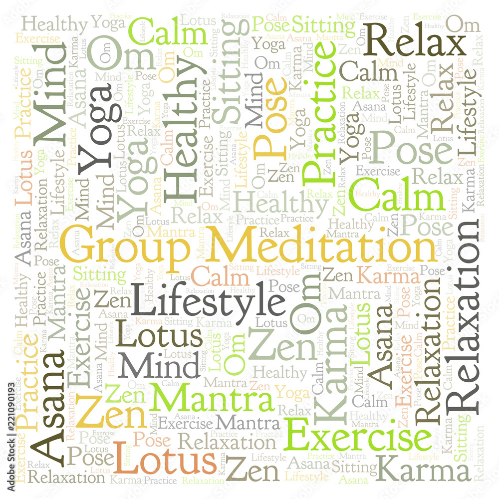Group Meditation square word cloud.