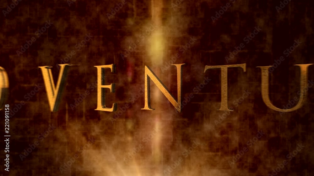 Adventure metallic text word cinematic intro 3D animation