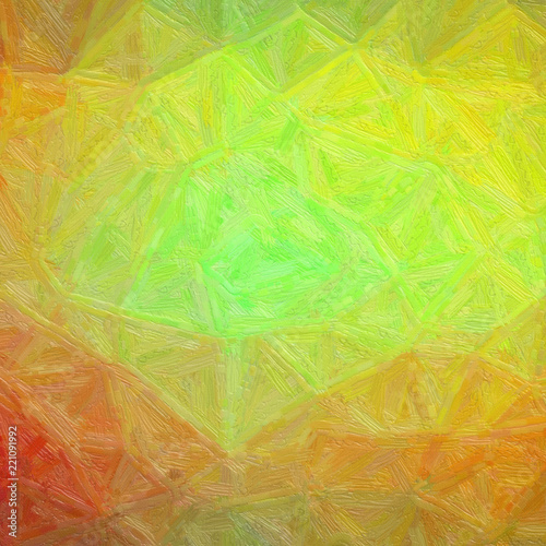 Illustration of Square red, green and yellow Oil Paint with bristie brush background. photo