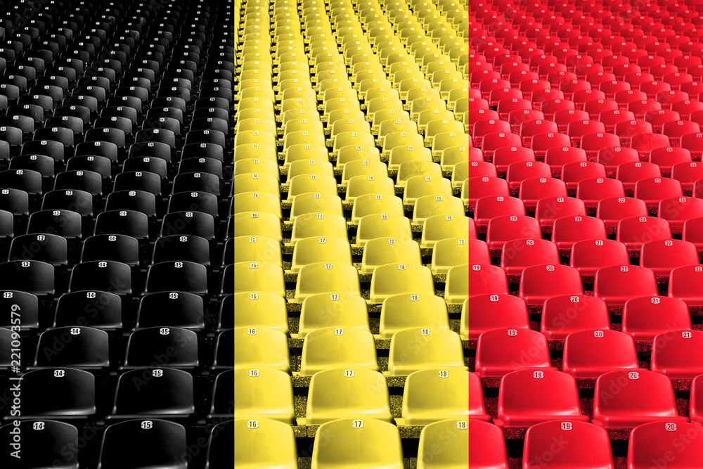 Fototapeta premium Belgium flag stadium seats. Sports competition concept.