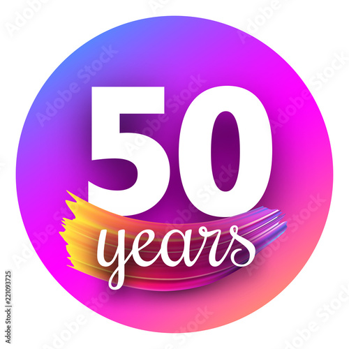 Spectrum fifty years greeting card with colorful brush stroke.