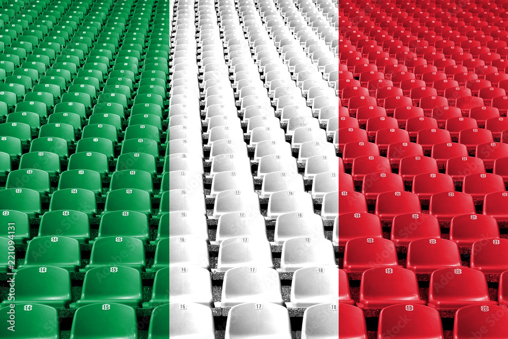 Fototapeta premium Italy flag stadium seats. Sports competition concept.