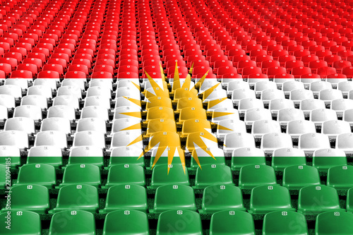Kurdistan flag stadium seats. Sports competition concept.