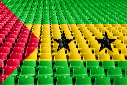 Sao Tome and Principe flag stadium seats. Sports competition concept.