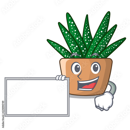 With board mini zebra cactus on cartoon pot