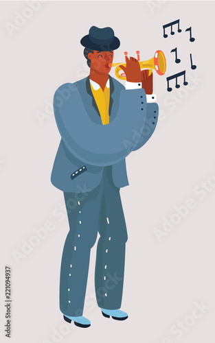Trumpet player with a trumpet stands.