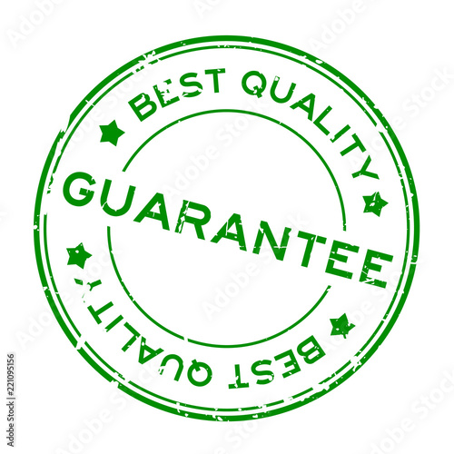 Grunge green best quality guarantee round rubber seal stamp on white background