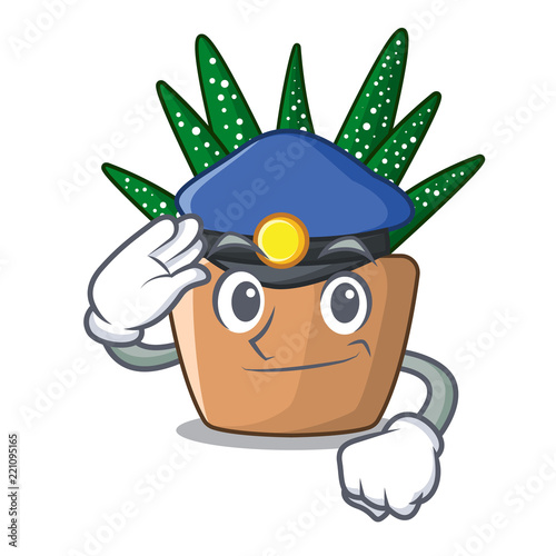 Police mini zebra cactus on cartoon pot