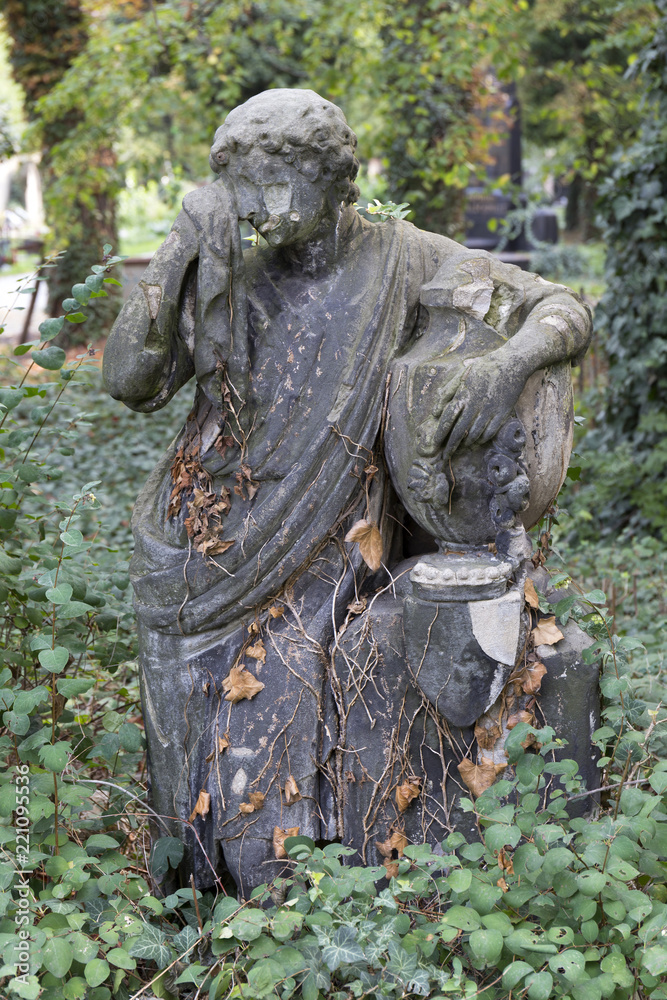 Historic Statue on the mystery old Prague Cemetery, Czech Republic Historic Statue on the mystery old Prague Cemetery, Czech Republic