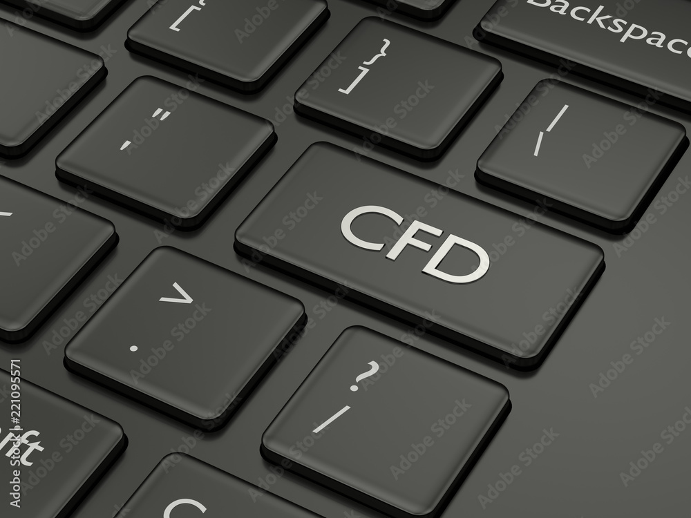 3d render of computer keyboard with CFD button 3d render of computer keyboard with CFD button