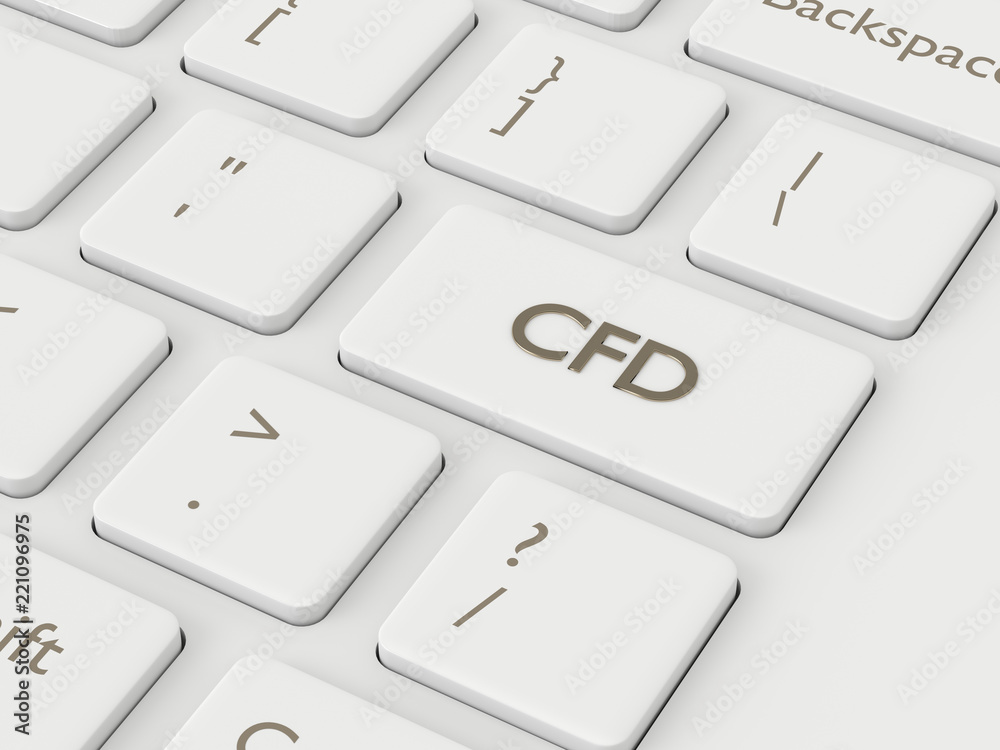 3d render of computer keyboard with CFD button 3d render of computer keyboard with CFD button