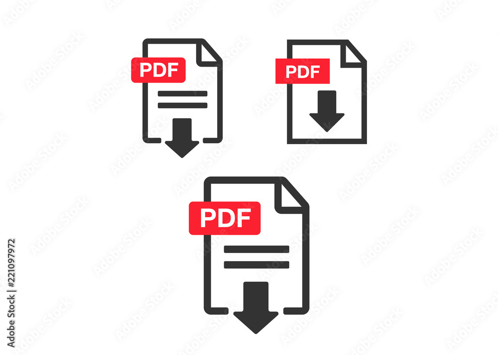 PDF file download icon. Document text, symbol web. Document icon set