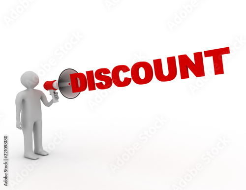 3D man with megaphone and word discount