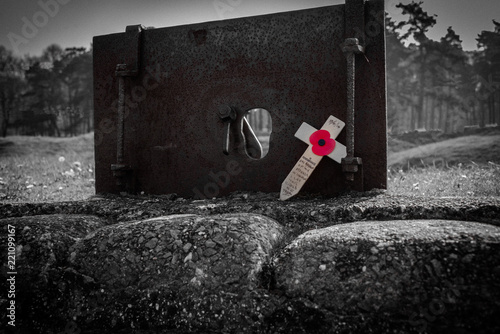 Wall Mural Vimy Ridge, France - April 2014: First World War trench firing step shield, Vimy