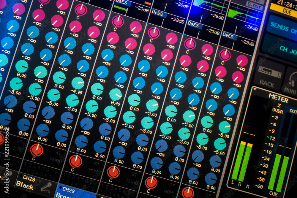 Digital Audio Mixing Desk Display Digital Audio Mixing Desk Display