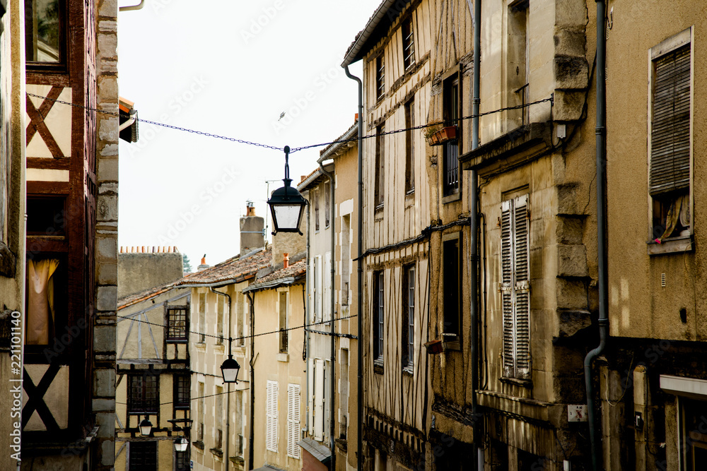 French old town street. Poitiers