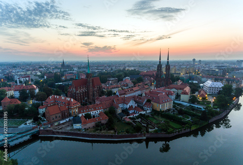 Wroclaw View at Tumski island and Cathedral of St John the Baptist. Poland.