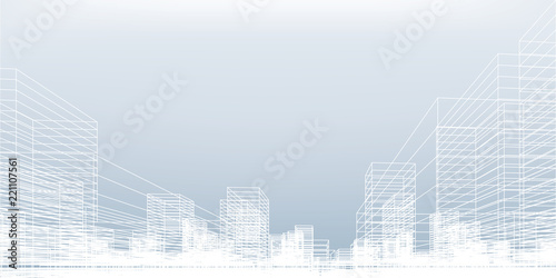Fototapeta Abstract wireframe city background