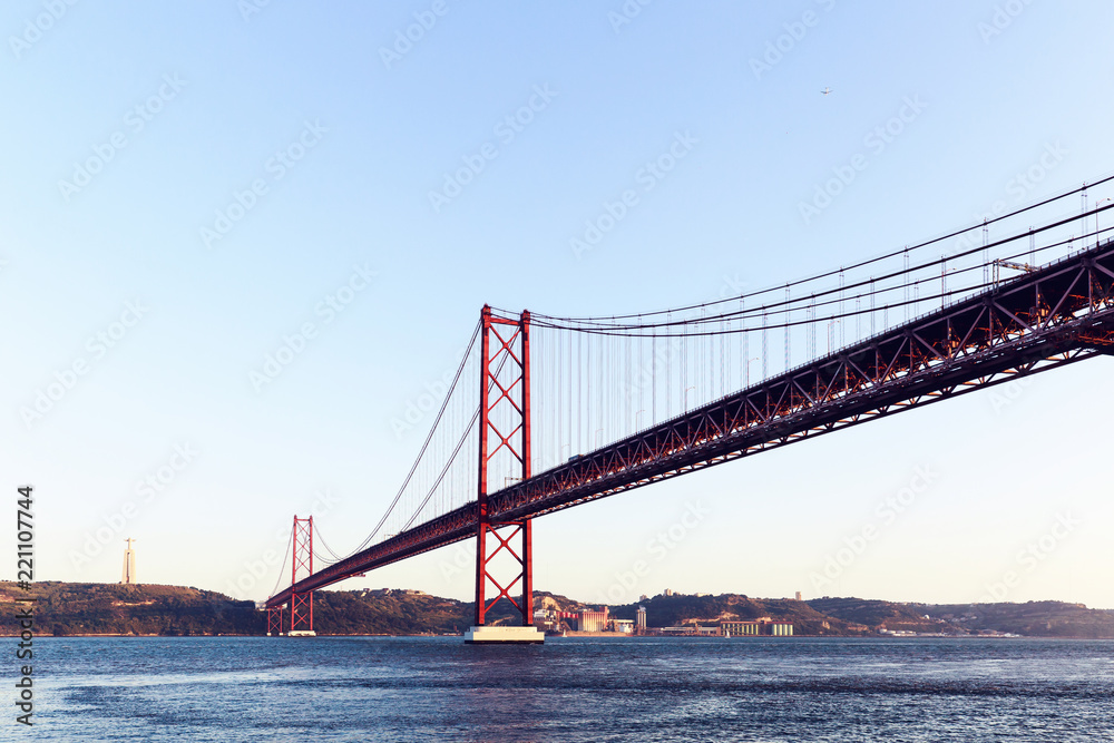 The 25 de Abril steel suspention bridge in Lisbon