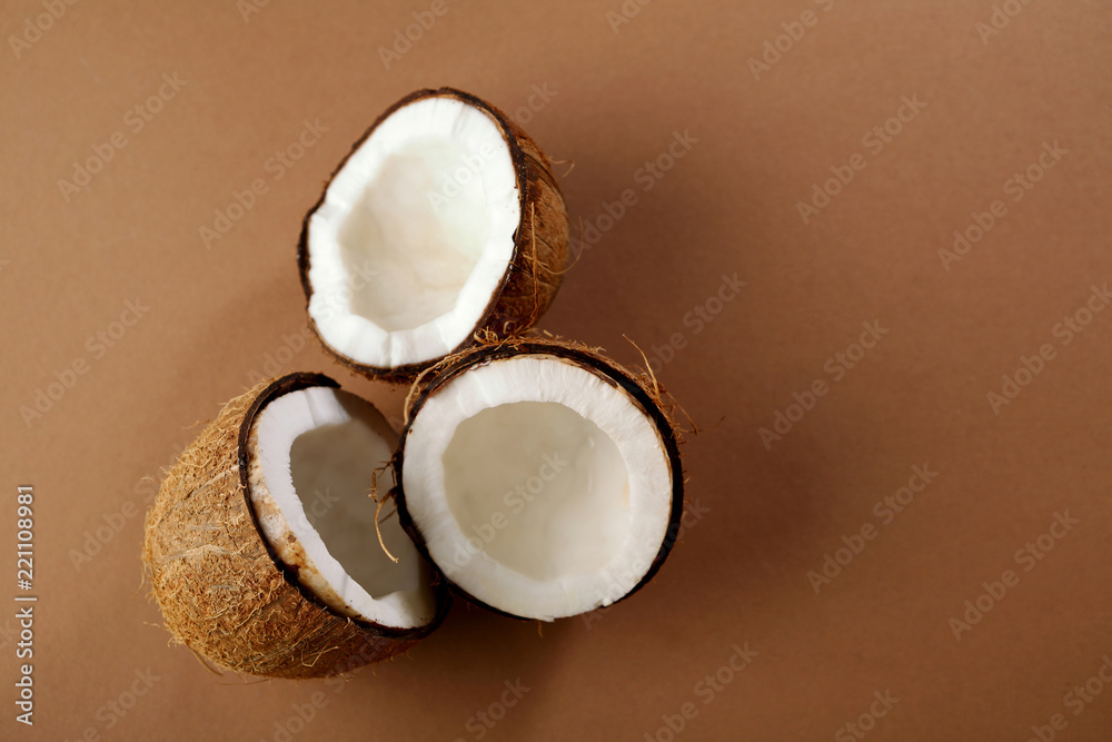 Three coconut halves Three coconut halves