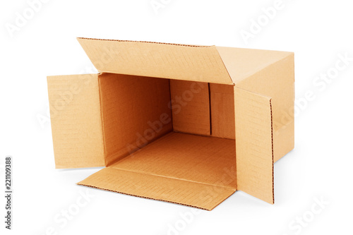 Cardboard box isolated on white photo