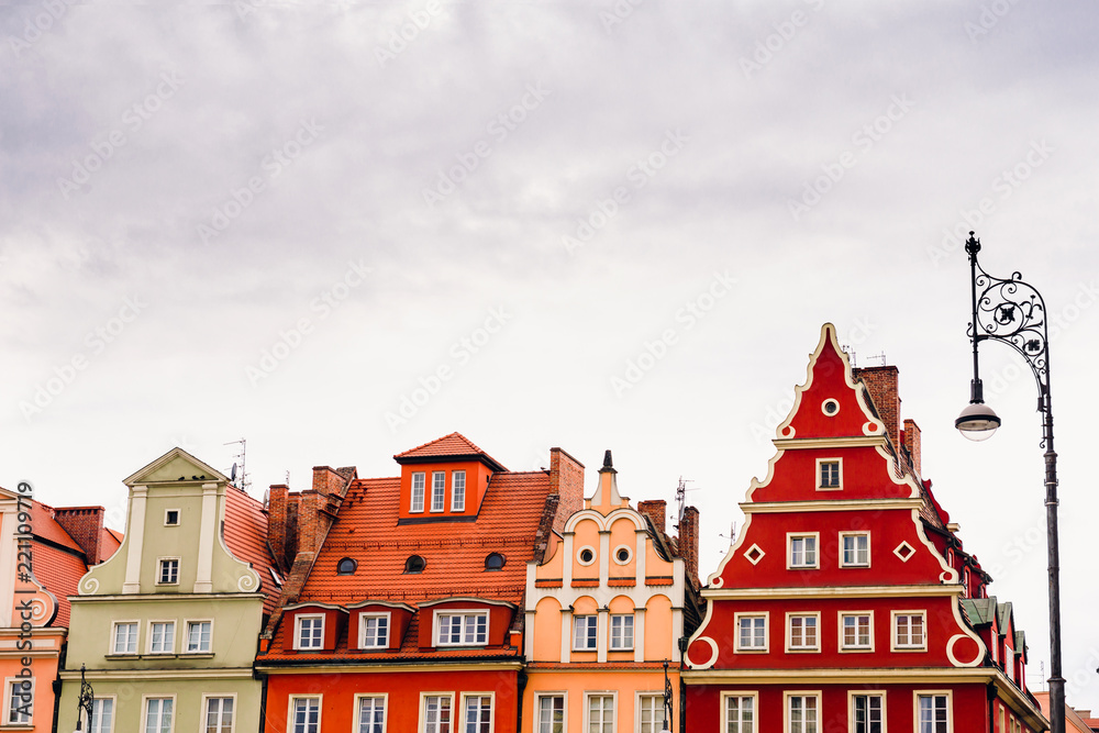 Buildings on the medieval Market Square in Wroclaw, Poland