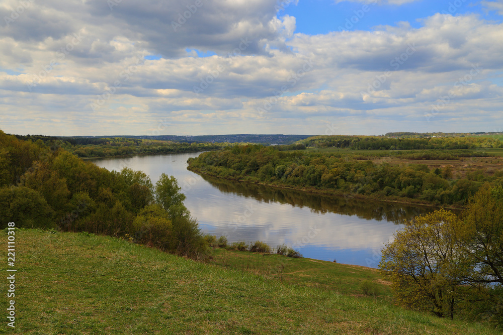 A view from above, on the turn of the river Oka.