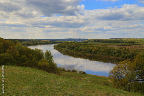 A view from above  on the turn of the river Oka.